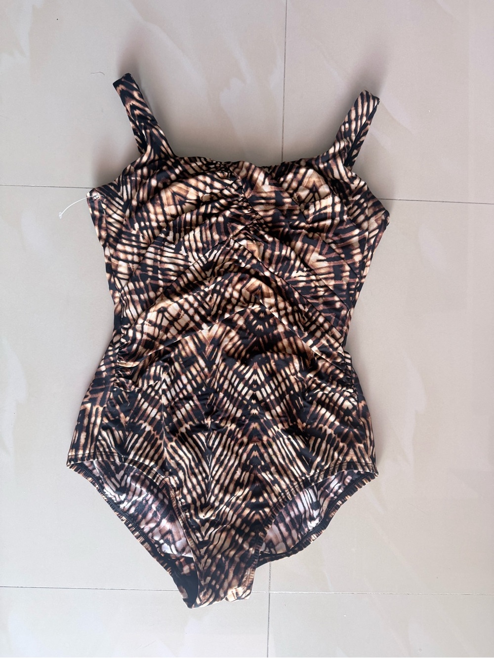 Lands' End Brown and Black Patterned One-Piece Swimsuit